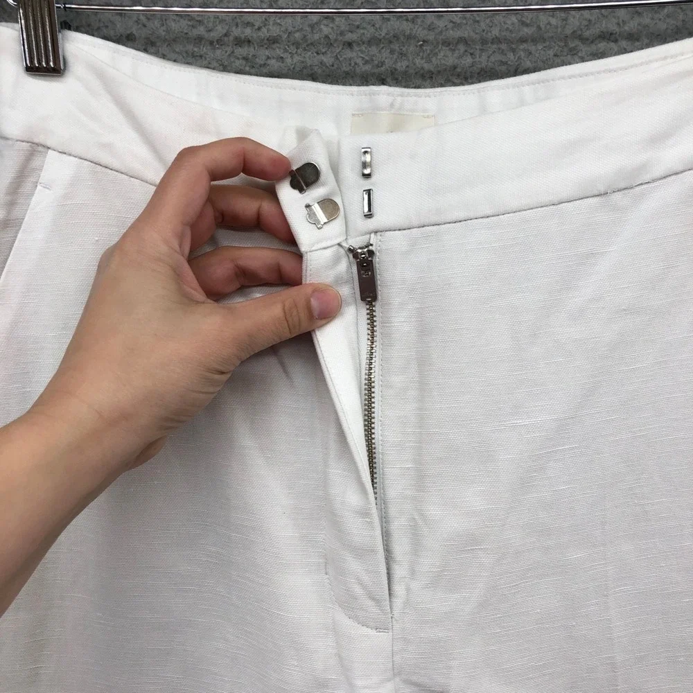 Wilfred Linen Pants Womens 8 Wide Leg High Rise White Classic Beach Resortwear